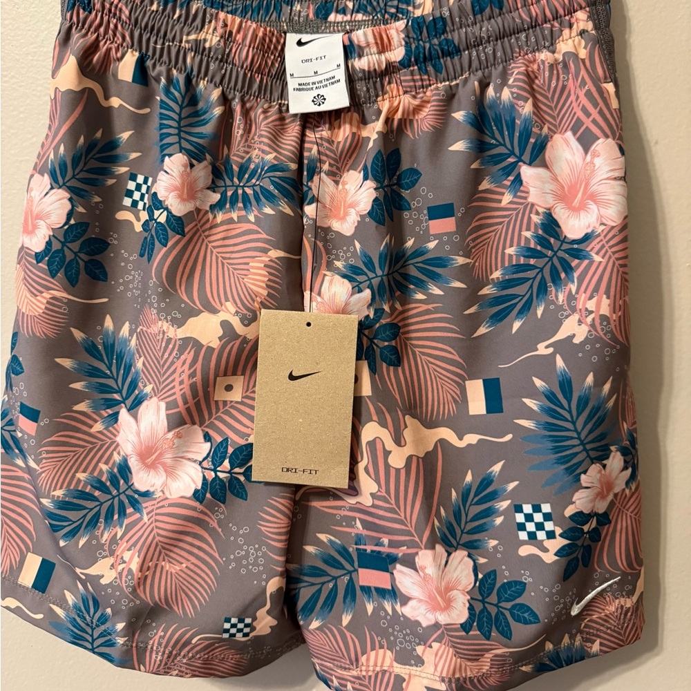 Nike Kids Tropical Floral Shorts - Gray and Pink